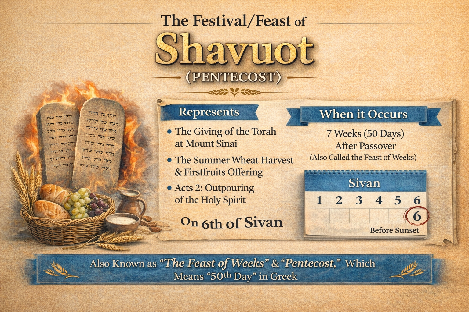 Biblical Hebrew Festival Shavuot/Pentecost Explained