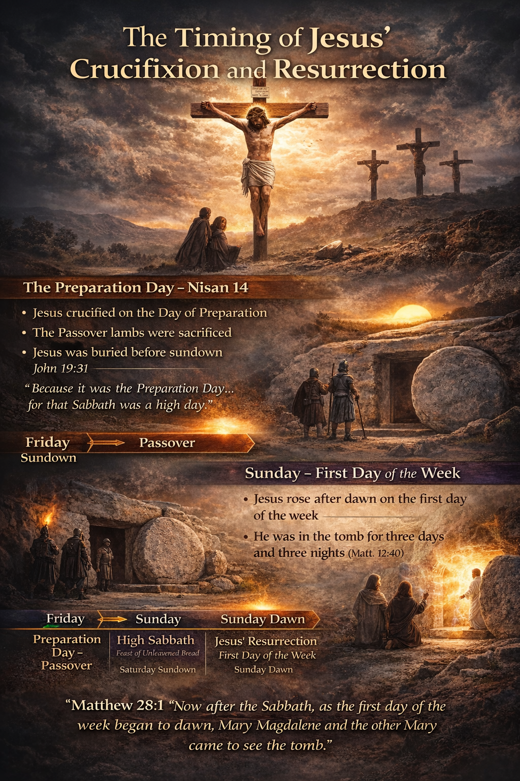 actual timeline of Jesus cruxifiction and resurrection according to the Bible